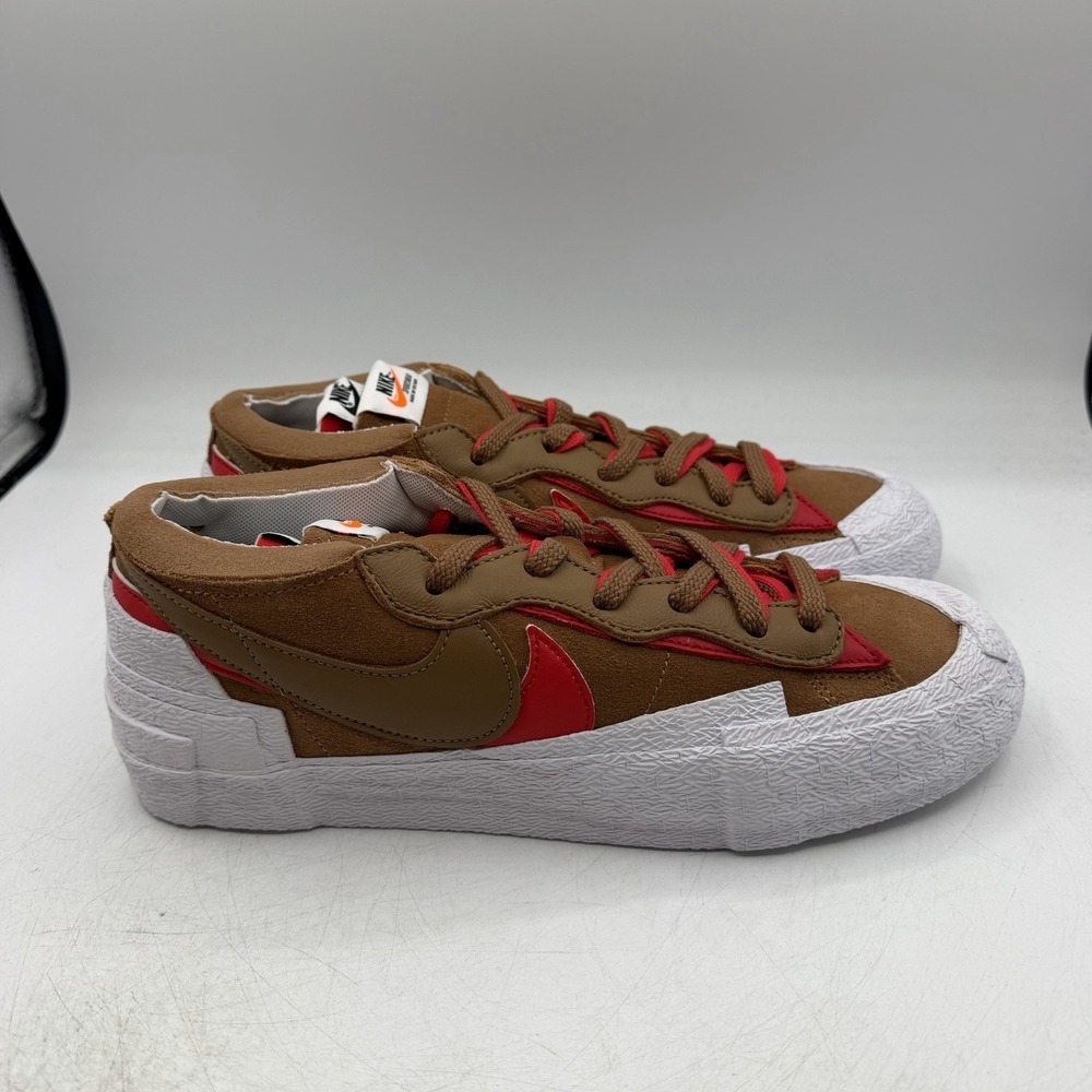 Nike Sacai Blazer Low Shoes Mens 9 Womens 10.5 British Tan Sneakers DD1877-200 - Picture 2 of 11